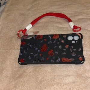 Emu Black Phone Case with Red Strap